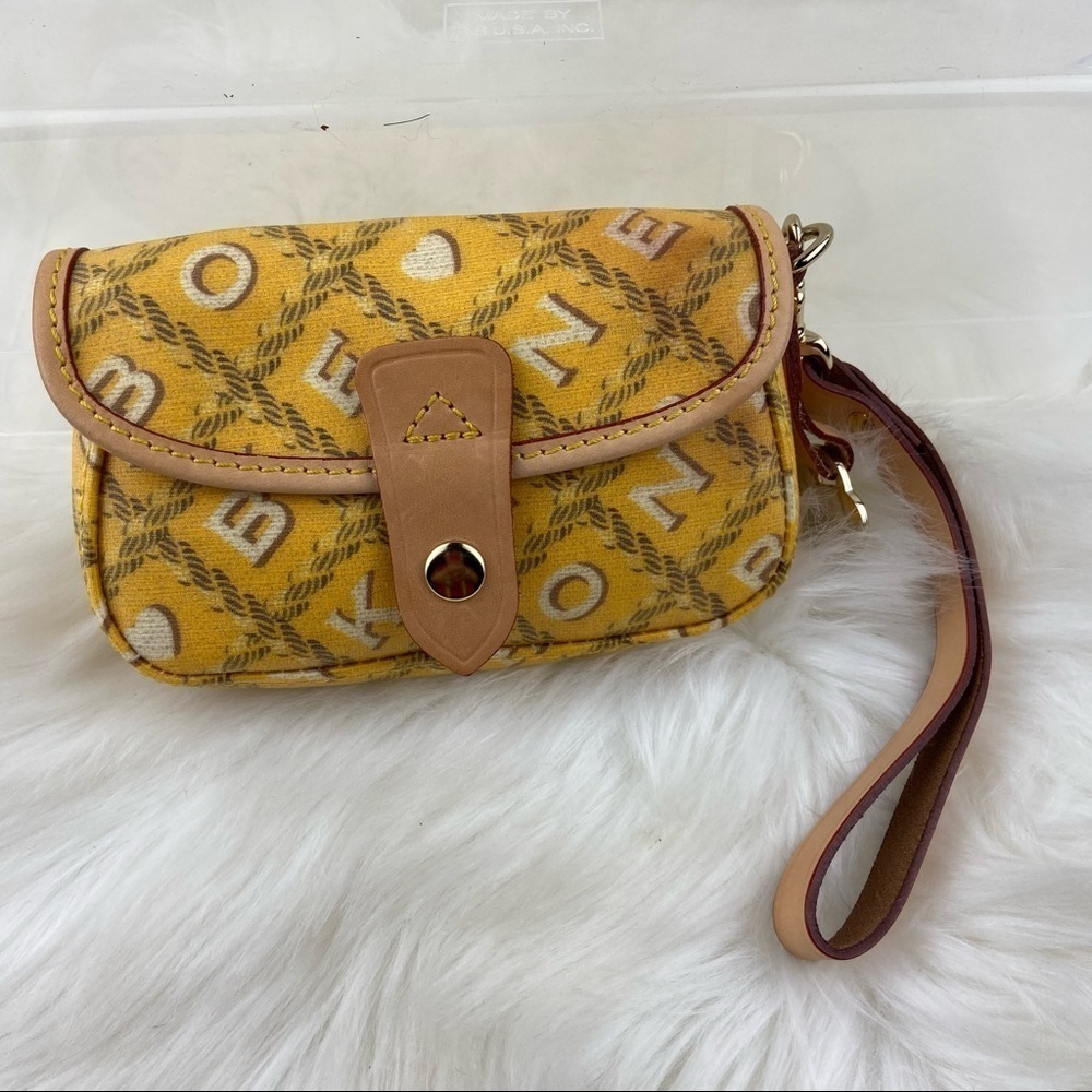 Dooney & Bourke Yellow and Tan Clutch Wristlet